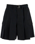 Sacai striped pleated bermuda shorts