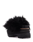 Sacai slides with faux fur strap