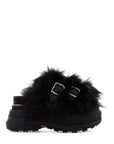 Sacai slides with faux fur strap