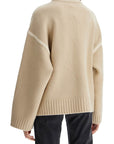 Toteme light beige wool and cashmere sweater with embroidery