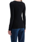 Toteme black organic cotton ribbed top with wide neckline