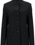 Toteme black double-breasted jacket in recycled polyester and wool