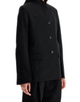 Toteme black double-breasted jacket in recycled polyester and wool