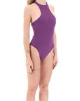 The Attico ribbed lycra one-piece swims