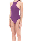 The Attico ribbed lycra one-piece swims