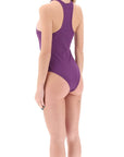 The Attico ribbed lycra one-piece swims