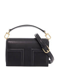 Toteme mini t-flap bag in black calfskin with adjustable strap