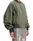 The Attico oversized bomber jacket with puff sleeves military green