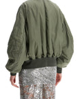 The Attico oversized bomber jacket with puff sleeves military green