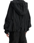 The Attico oversized black hooded bomber jacket in polyester