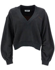 The Attico oversized sweatshirt with deep v-neck in gradient black