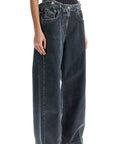 The Attico loose fit high-waisted navy blue denim pants