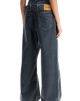 The Attico loose fit high-waisted navy blue denim pants