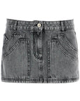 The Attico gray high-waisted slim fit denim mini skirt