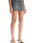 The Attico gray high-waisted slim fit denim mini skirt