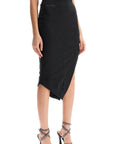 The Attico high-waisted asymmetrical midi skirt in faded black cotton