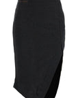 The Attico high-waisted asymmetrical midi skirt in faded black cotton