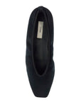 Toteme black velvet ballerinas made from recycled polyester with elastic trim