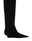 Toteme black suede knee-high boots with low heel