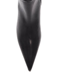 Toteme black leather knee-high boots with low heel and pointed toe