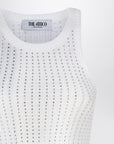 The Attico White tank top with rhinestones