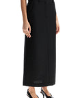 Toteme black midi straight low-waisted skirt in recycled polyester and wool