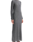 Toteme long dress in rws wool gray mélange with cable knit pattern