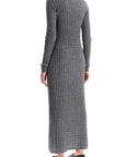 Toteme long dress in rws wool gray mélange with cable knit pattern