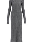 Toteme long dress in rws wool gray mélange with cable knit pattern