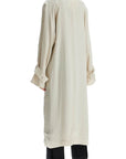 Toteme long white satin trench dress in viscose