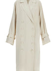 Toteme long white satin trench dress in viscose