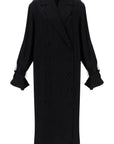 Toteme black satin viscose trench dress