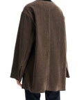 Toteme oak melange wool felt jacket with zip loose fit