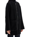 Toteme black wool felt high collar jacket with zip