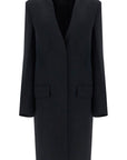 Toteme black high collar wide coat in viscose and wool