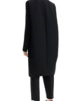 Toteme black high collar wide coat in viscose and wool