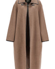 Toteme oversized brown wool long coat with minimalist double clasp