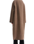 Toteme oversized brown wool long coat with minimalist double clasp