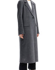 Toteme long oversized coat in melange grey wool