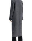 Toteme long oversized coat in melange grey wool