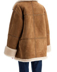 Toteme biscuits shearling lamb leather jacket with wide collar