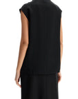 Toteme sleeveless black funnel neck top