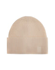 Toteme beige ribbed wool beanie with embroidered logo