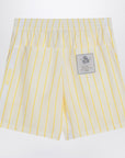 JACQUEMUS White, yellow striped bermuda shorts with logo