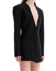 Mugler short black v-neck jacket with contemporary design