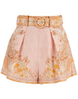 Zimmermann high-waisted floral cream linen shorts