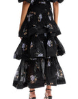 Zimmermann pleated ruffle skirt with floral print