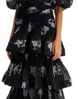 Zimmermann pleated ruffle skirt with floral print