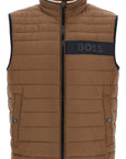 Boss gilet trapuntato verde in poliestere riciclato con zip