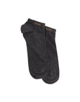 Boss low-cut gray and white socks with gold logo and brown band